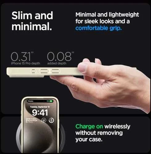 Dėklas Spigen Ultra Hybrid for iPhone 15 Pro Mute rusvai gelsvas