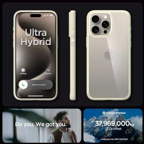 Dėklas Spigen Ultra Hybrid for iPhone 15 Pro Mute rusvai gelsvas