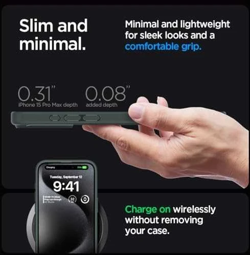Spigen Ultra Hybrid Matte dėklas skirtas Apple iPhone 15 Pro Max, spalva - Frost Green