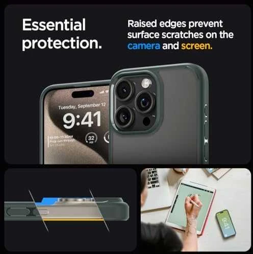 Spigen Ultra Hybrid Matte dėklas skirtas Apple iPhone 15 Pro Max, spalva - Frost Green