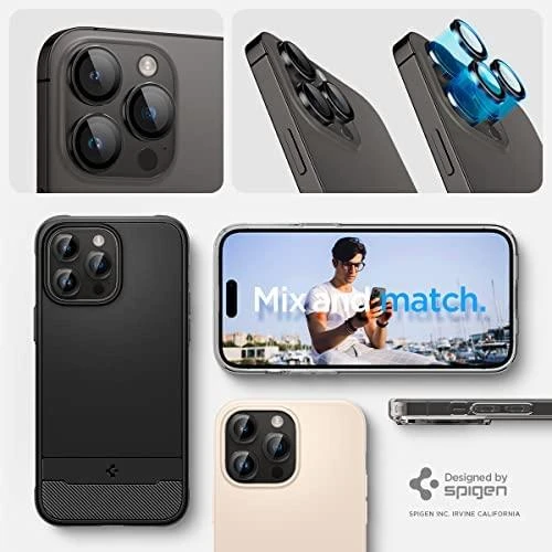 Spigen OPTIK.TR ”EZ FIT” CAMERA PROTECTOR 2-PACK Apple iPhone 14 Pro / 14 Pro Max / 15 Pro / 15 Pro Max / 16 Pro / 16 Pro Max / 17 Pro / 17 Pro Max Juodas