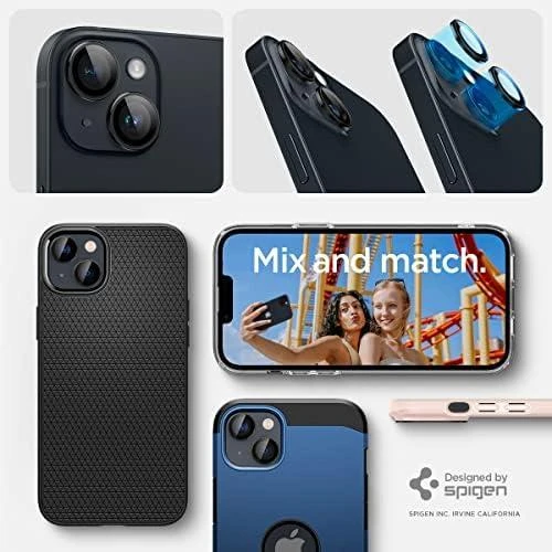 Spigen OPTIK.TR „EZ Fit” Kameros apsauga 2-pack Apple iPhone 14/14 Plus juodos spalvos
