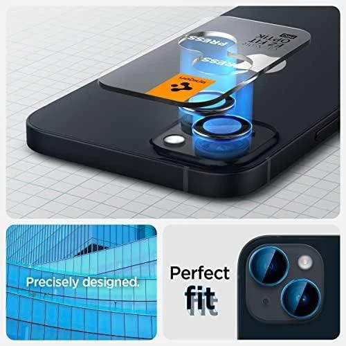 Spigen OPTIK.TR „EZ Fit” Kameros apsauga 2-pack Apple iPhone 14/14 Plus juodos spalvos