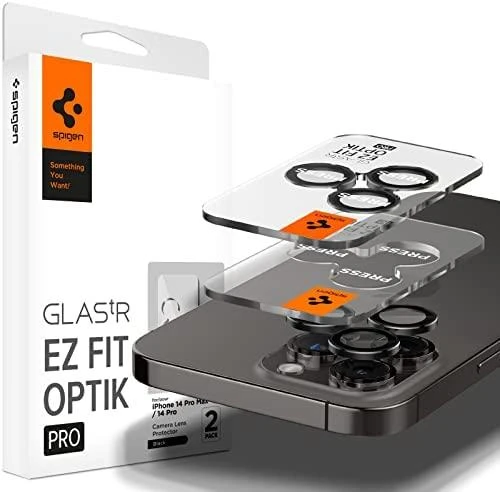 Spigen OPTIK.TR ”EZ FIT” CAMERA PROTECTOR 2-PACK Apple iPhone 14 Pro / 14 Pro Max / 15 Pro / 15 Pro Max / 16 Pro / 16 Pro Max / 17 Pro / 17 Pro Max Juodas