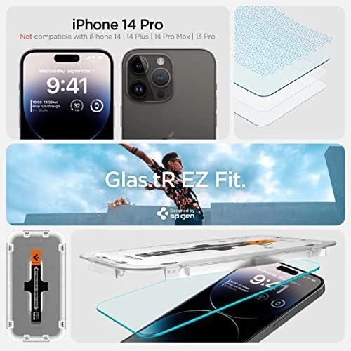 SPIGEN GLAS.TR "GRŪDINTAS STIKLAS EZ FIT" 2 PAKUOTĖS IPHONE 14 PRO CLEAR