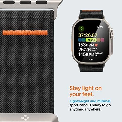 Spigen Fit Lite Ultra Apple Watch 4 / 5 / 6 / 7 / 8 / 9 / SE / Ultra (42 / 44 / 45 / 49 mm) juodos spalvos