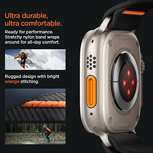 Spigen Fit Lite Ultra Apple Watch 4 / 5 / 6 / 7 / 8 / 9 / SE / Ultra (42 / 44 / 45 / 49 mm) juodos spalvos