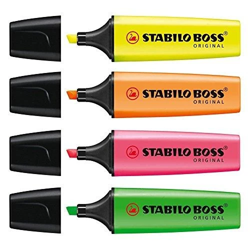 Stabilo BOSS žymekliai: 4 spalvų rinkinys be dangtelių