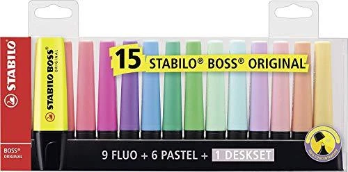 15 STABILO spalvų rinkinys Maped Highlighter Boss