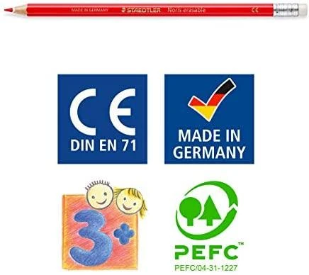 Spalvoti pieštukai, ištrinami, su trintuku STAEDTLER NORIS CLUB, 12 spalvų