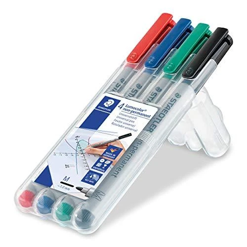 Staedtler LUMOCOLOR Sauso trynimo žymeklis OHP M, 4 spalvų dėklas (STA018)