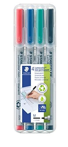 Staedtler LUMOCOLOR Sauso trynimo žymeklis OHP M, 4 spalvų dėklas (STA018)