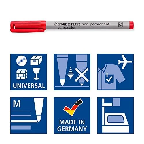 Staedtler LUMOCOLOR Sauso trynimo žymeklis OHP M, 4 spalvų dėklas (STA018)
