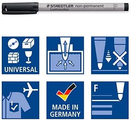 Staedtler STAEDTLER Folienstift Lumocolor non-perm F juodas 10 Stück