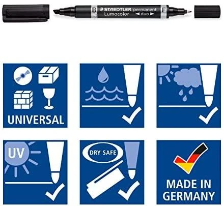 Staedtler nuolatinis žymeklis Staedtler 348 B Lumocolor Duo Juodas 10 vnt.