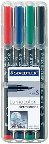 STAEDTLER Lumocolor permanentinių žymeklių rinkinys, įvairių spalvų, 4 vnt. (313 WP4)