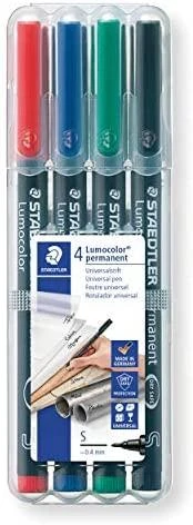 STAEDTLER Lumocolor permanentinių žymeklių rinkinys, įvairių spalvų, 4 vnt. (313 WP4)