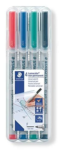 Staedtler LUMOCOLOR OHP sauso trynimo žymeklis, F, 4 spalvos dėkle (STA017)