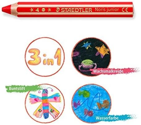 Staedtler - Noris Junior Chunky 3in1 spalvoti pieštukai, 12 vnt. (+2 metai) (140 C12)