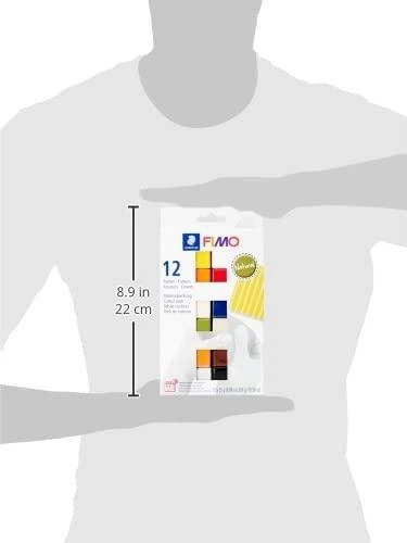 Staedtler FIMO 8023 C, Modelis, Juoda, Mėlyna, Šokoladinė, Konjako spalva, Pilka, Alyvuogių, Oranžinė, Rožinė, Raudona, Balta, Geltona, 12 vnt., 12 spalvų, 110 °C, 30 min.