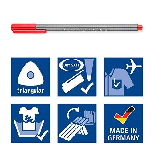 „Staedtler Fiber Fineliner“ TRIPLUS FINELINER, 10 spalvų dėklas (STA149)