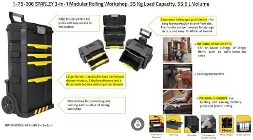 Įrankių dėžė su ratukais Modular Rolling 49x87x35 mm, Stanley