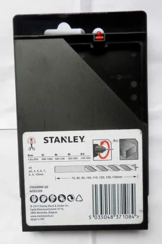 Grąžtas Stanley Rinkinys grąžtai medienai 8 vnt. 3-10 mm