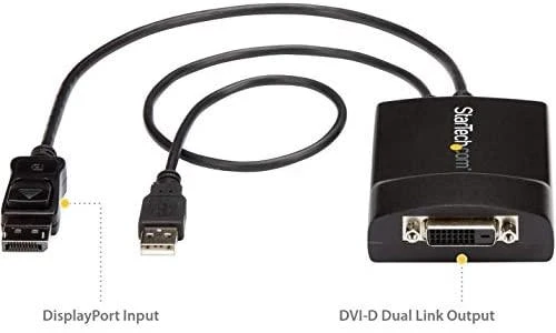 Adapteris AV StarTech DVI-D – DisplayPort + USB-A laidas (DP2DVID2)