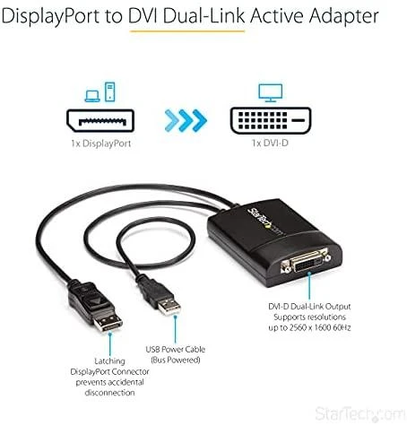 Adapteris AV StarTech DVI-D – DisplayPort + USB-A laidas (DP2DVID2)