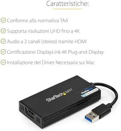 StarTech USB-A - 0.1 m Juodas (USB32HD4K)