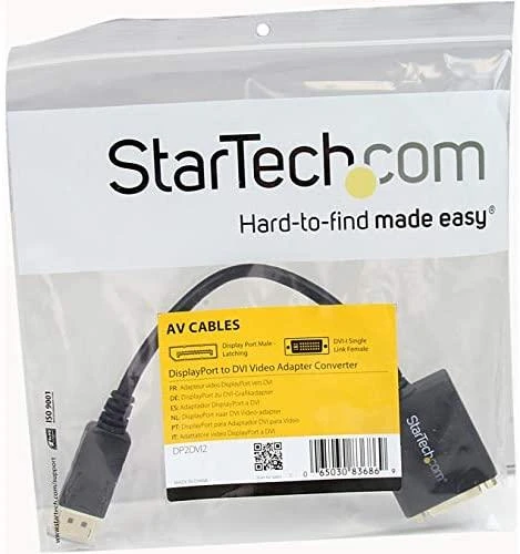 StarTech.com DP2DVI2 vaizdo kabelio adapteris 0,152 m DisplayPort DVI-I Juoda