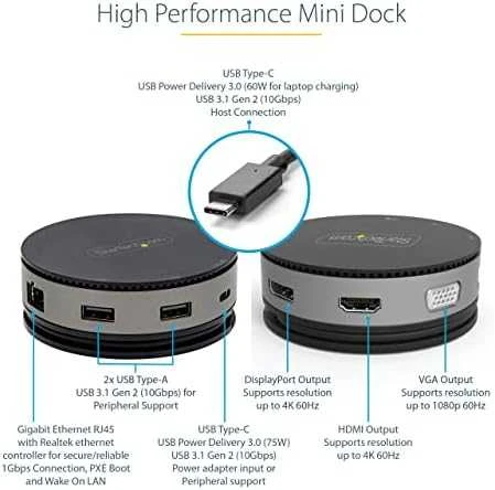StarTech USB TYPE-C 10GBPS MINI DOCK/DOCK HDMI/DP/VGA -PD/USB/GBE