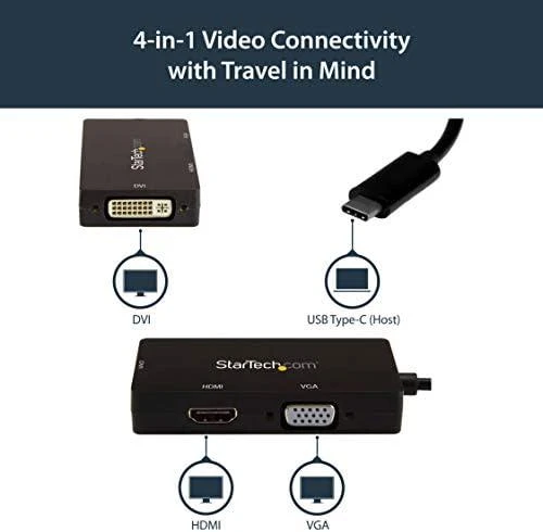 StarTech USB-C adapterio 4-in-1 jungčių schema