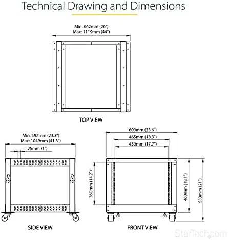StarTech 8U OPEN FRAME RACK - 4 POST/- 22-40IN ADJUSTABLE DEPTH