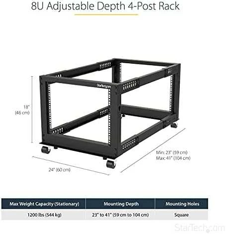 StarTech 8U OPEN FRAME RACK - 4 POST/- 22-40IN ADJUSTABLE DEPTH