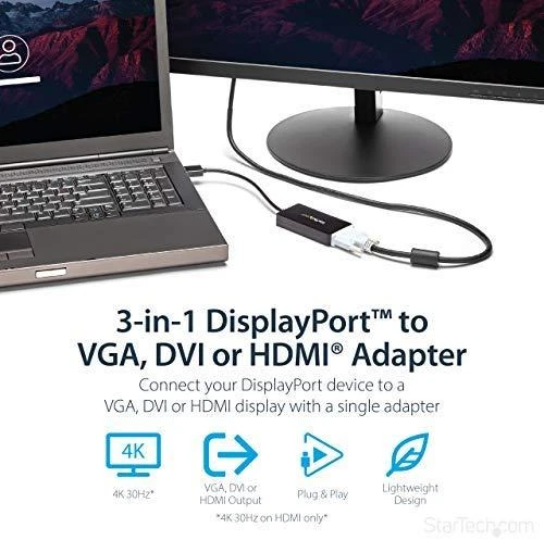 Adapteris AV StarTech DisplayPort – HDMI – D-Sub (VGA) – DVI-D (DP2VGDVHD)