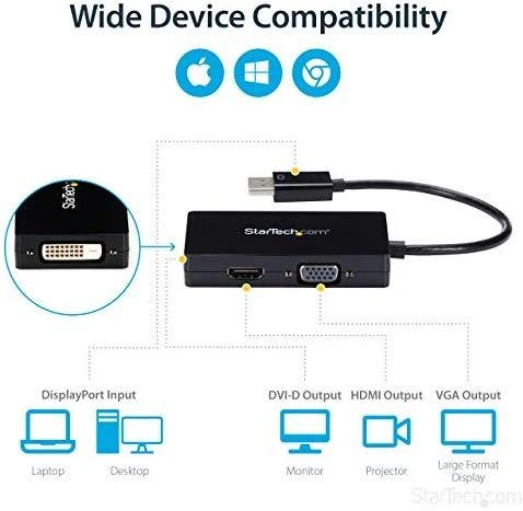 Adapteris AV StarTech DisplayPort – HDMI – D-Sub (VGA) – DVI-D (DP2VGDVHD)