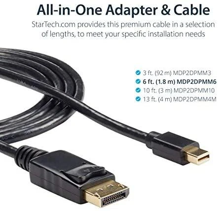 StarTech.com MDP2DPMM6 „DisplayPort“ kabelis 1,8 m Mini DisplayPort Juoda