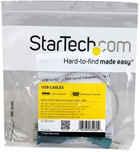 Kabelis USB StarTech USB-A – DB-9 0,4 m Permatomas (ICUSB232V2)