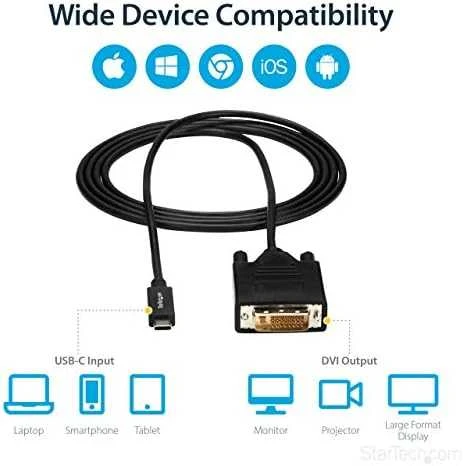 Kabelis USB StarTech USB-C - DVI-D 2 m Juodas (CDP2DVIMM2MB)