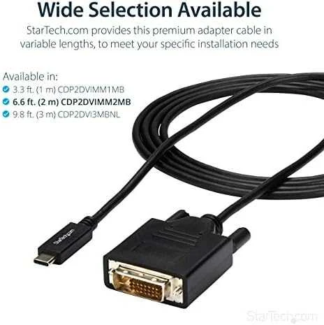 Kabelis USB StarTech USB-C - DVI-D 2 m Juodas (CDP2DVIMM2MB)