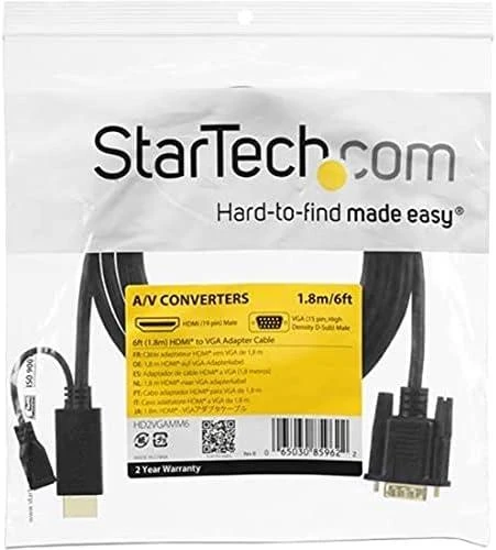 Kabelis StarTech HDMI - D-Sub (VGA) + micro USB 2m juoda (HD2VGAMM6)