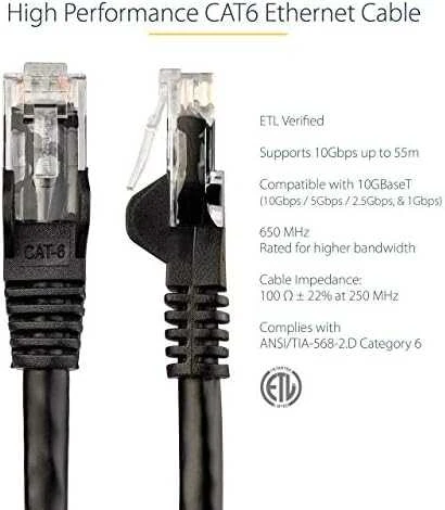 StarTech STARTECH.COM 7,5m CAT6 Kabelis - schwarzes CAT6-Patchkabel - Snagless-RJ45 - 24 AWG Kupferdraht - LAN - Ethernet N6PATC750CMBK