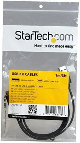 USB kabelis StarTech USB-A - USB-C 1 m Juodas (USB2AC1M)
