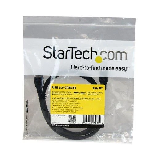 Kabelis USB StarTech USB-A - micro-B 1 m Juodas (USB3CAUB1M)