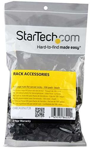 StarTech Veržlės/narvai M6 100 vnt. Juoda (CABCAGENUT2B)