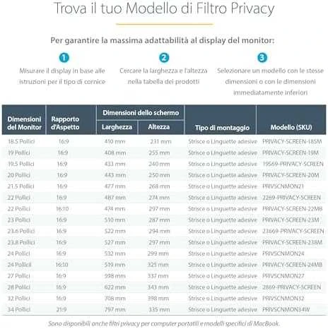 Monitoriaus StarTech privatumo filtras "Startech 2869-PRIVACY-SCREEN".