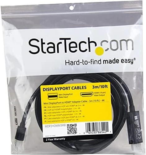 StarTech.com MDP2HDMM3MB vaizdo kabelio adapteris 3 m Mini DisplayPort HDMI Juoda