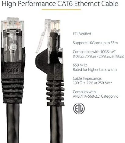 StarTech.com N6PATC5MBK tinklo kabelis 5 m Cat6 U/UTP (UTP) Juoda