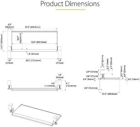 StarTech Klaviatūra-TRAY-CLAMP1/UNDER-DESK TRAY